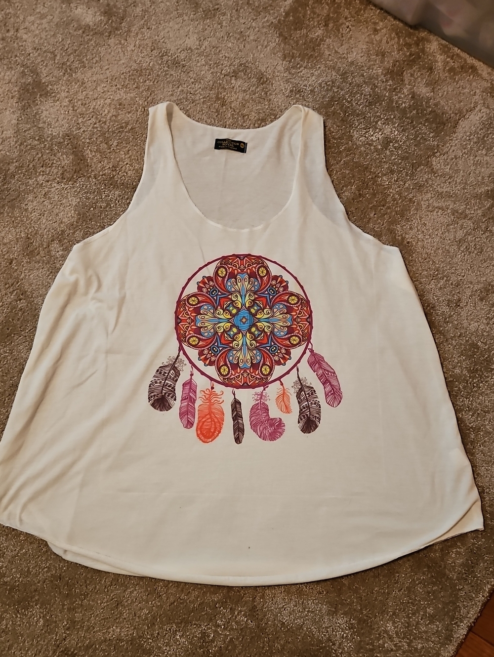 Women's White Tank Top with Colorful Dreamcatcher Graphic
